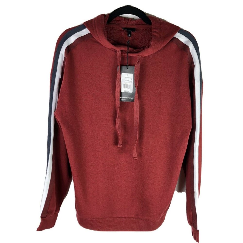 Who What Wear Women's Hoodie Sweatshirt Pullover Size S Long Sleeve Merlot